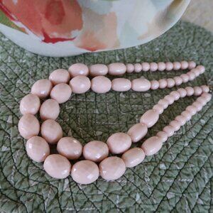 Vintage Double Strand Peach Graduated Diamond Cut Beaded Necklace